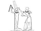 Egyptian king anointing the God Khem